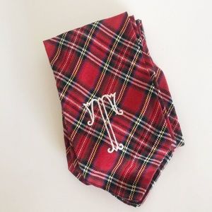 NWOT T Initial Christmas Plaid 4 Piece Napkins